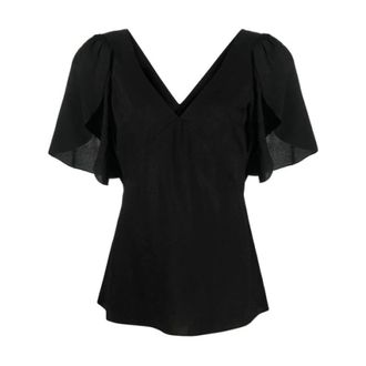 Twinset Blouses, female, Black, Size: 2XS Romantic Ruffled Sleeve Blouse