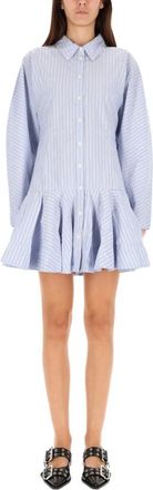 Ganni Gestreepte Mini-trui jurk - Dames - Shirt Kleedjes - Blauw - M - Katoen - Kleedjes