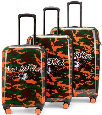 Von Dutch Kustom Kulture 3-Piece Expandable Hardside Spinner Luggage Set in Orange Camo at Nordstrom