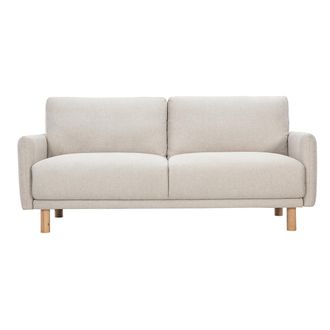 Miliboo Sof&aacute; De Dise&ntilde;o De 3 Plazas En Tela Efecto Terciopelo Texturizado Beige Y Madera Clara Bono
