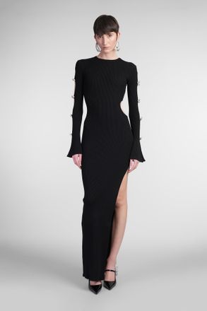Mach & Mach Long Dress In Black Cotton
