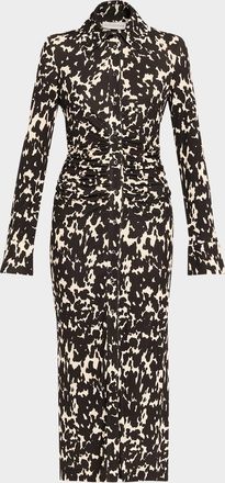 Altuzarra Claudia Spotted Long-Sleeve Midi Shirtdress