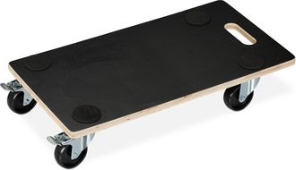 Relaxdays Relaxdays - 4 X Carritos Transportadores, 11.5x58x30 Cm, Carga M&aacute;xima 400 Kg, Ruedas Con Volantes, 2 Ruedas Con Frenos, Negro