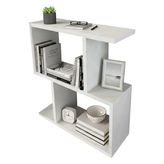 Dmora Dmora - Mesa De Caf&eacute; Sadira, Mesa De Centro Baja, Revistero Para Sof&aacute;, Estante De La Sala De Estar, 50x18h55 Cm, Blanco, Con Embalaje Reforzado