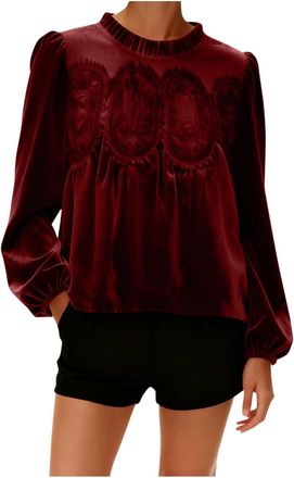 Generic Velvet Tops for Women Womens Velvet Lace Tops Plus Size Casual Round Neck Mesh Shirts Long Sleeve Flared Swing Blouse Hem Patchwork Peplum Top Elegant