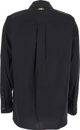 Michael Michael Kors Womens Black Cotton Shirt With Button-Down Collar Organic Elastane Blouses
