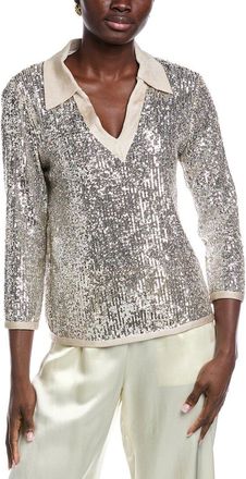 Carla Ruiz Sequin Johnny Collar Sweater