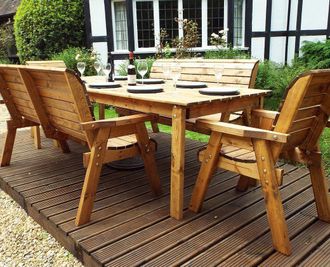 Charles Taylor Trading Eight Seater Rectangular Table Set (with chairs & benches) in Brown