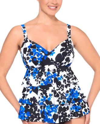 Shape Solver Triple Tier One Piece Swimsuit In Blue Carmen