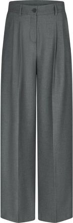 Riani Plata broek met wijde pijpen en dubbele plooien - Dames - Wijde Broeken - Grijs - L - Polyester - Broeken