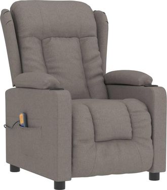vidaXL Sill&oacute;n De Masaje Reclinable De Tela Gris Taup&eacute; Vidaxl