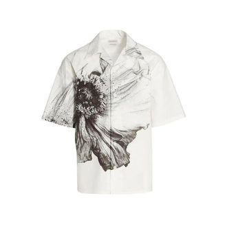Alexander McQueen White Cotton Shortsleeve Mens Shirt