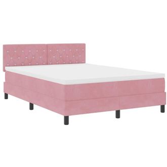 vidaXL Cama Tipo Box Spring Con Cabecera Rosa 140 X 200 Cm Terciopelo Vidaxl