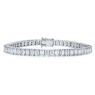 The Diamond Store LUXE 12.00ct Lab Diamond Tennis Bracelet with IGI Certified Emerald-Cut Diamonds in 18K White Gold