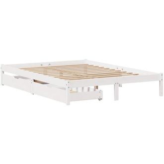 vidaXL Bed Frame without Mattress White 135x190 cm Double Solid Wood Pine vidaXL