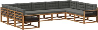 vidaXL Conjunto De Sof&aacute;s De Exterior 9 Uds. Natural Y Antracita Vidaxl