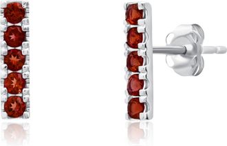 MAX + STONE 14k White Gold Small 2mm Gemstone Bar Stud Earrings with Push Backs