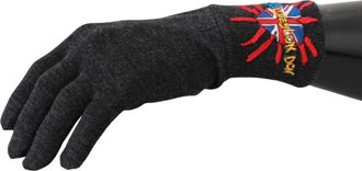 Dolce & Gabbana Mens Gray dgloveslondon Embroidered Wool Gloves Virgin