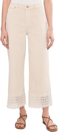 Liverpool L.A. Mid-Rise Stride Wide Leg Pant With Lace Trim 27 Inseam Womens Clothing Ecru : 14 27, Cotton/Elastane/Modal