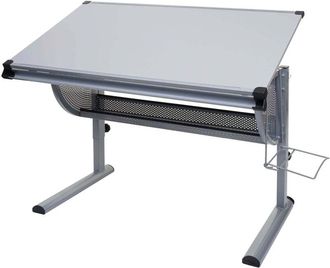 Hhg Scrivania banco scuola con sottobanco Oxford multiregolabile disegno 68x118x62-92cm grigio