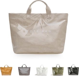 Generic Womens Letters Print Tote Bag, Womens Large PVC Tote Bag Letters Print Handbags Kraft Paper for Work (Off-white)