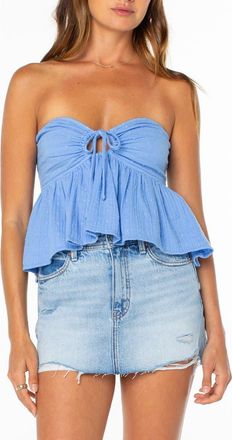 Roxy Ventura Strapless Cotton Babydoll Top in Cornflower at Nordstrom, Size Xx-Large