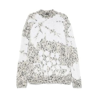 Federico Cina Round-neck Knitwear, male, Gray, L, Multicolour Knit Crew Neck Jumper