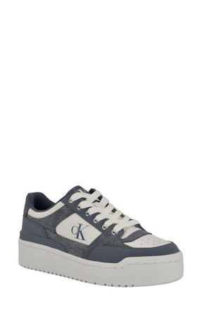 Calvin Klein Alondra Platform Sneaker in Denim/White at Nordstrom, Size 7.5