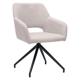 Miliboo Sedia girevole a 360&deg; in tessuto effetto velluto testurizzato beige e metallo nero laurette