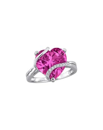 Rina Limor Rose Gold Over Silver 7.30 ct. tw. Diamond & Lab-Grown Created Pink Sapphire Wrapped Ring