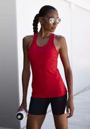 Active By Lascana Sporttop LASCANA ACTIVE, Damen, Gr. XL (48/50), rot, Trikot, Obermaterial: 85% Polyester, 15% Elasthan, unifarben, figurbetont h&uuml;ftlang, Rundhals, Top