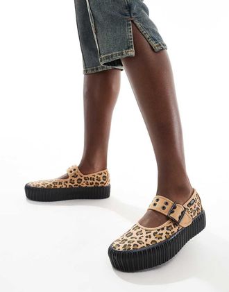 Vans Mary Jane Creepers in leopard print-Multi
