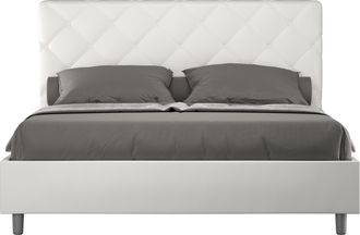 ITYhome Letto Matrimoniale Rivestito In Similpelle - Priya - Dimensione Rete: 160x190 - Tipologia Letto: Alzata Doppia - Colore: Bianco