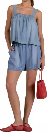 Elan Sleeveless Squareneck Tank In Denim Wash