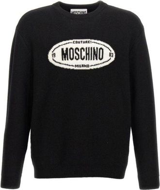 Moschino Black Knitwear With Crew Neck And Signature Logo