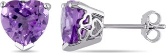 Mimi & Max 3 1/3ct TGW Heart Shaped Amethyst Stud Earrings in Sterling Silver