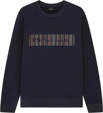 Paul Smith Sweatshirts, male, Blue, M, Stitch Stripe Logo Sweatshirt