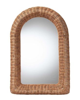 Baxton Studio Brisia Arched Rattan Wall Mirror