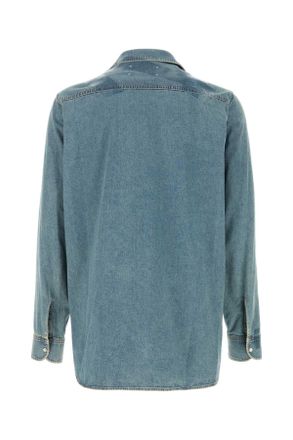 Maison Margiela Mens Denim Shirt Iceblue Exterior: Cotton Camicie