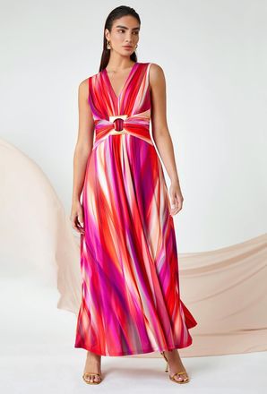 Ariella Ombre Buckle Detail Maxi Stretch Dress