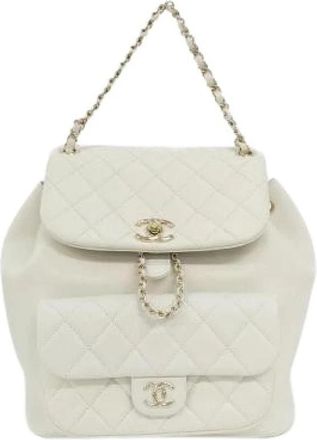 Chanel Pre-owned Calf Backpack - Dames - Vintage Rugzakken - Wit - ONE Size - Vintage