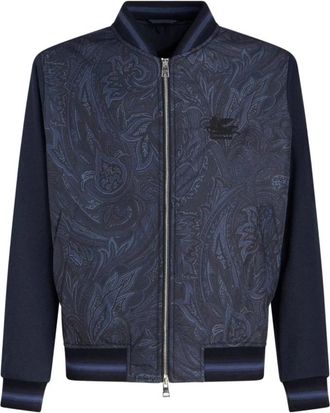 Etro Bomber Travel Jacket - Heren - Bomber jackets - Blauw - L - Polyester - Jassen