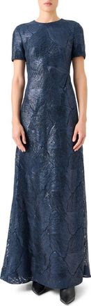 Akris Sea Fan Lace Gown in Navy at Nordstrom, Size 12