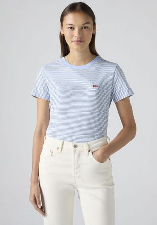 Levi's T-Shirt LEVIS PERFECT TEE, Damen, Gr. XS (34), lse_tee chambray blau, Single Jersey, Obermaterial: 100% Baumwolle, unifarben, figurbetont normal, Rund