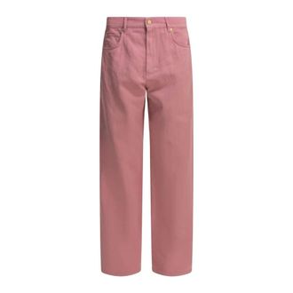Max Mara Smmonorata Wijde Katoenen Broek - Dames - Broeken - Roze - Maat: XS Katoen