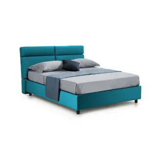 Dmora Cama Matrimonial Annus, Cama Matrimonial Con Colch&oacute;n Incluido, Desenfundable Made In Italy, Con Almacenaje, Azul