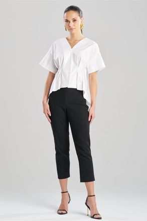 Natori Cotton Poplin Pleated Back Cocoon Shirt in White at Nordstrom, Size X-Large