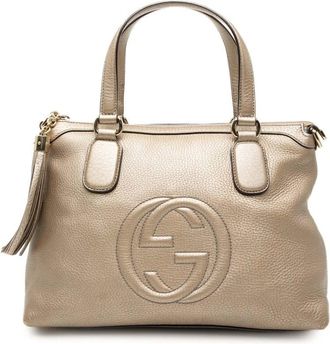 Gucci Pre-owned Gucci Small Metallic Leather Soho Working Satchel Ladies 0AVPEZAB3GO388VY