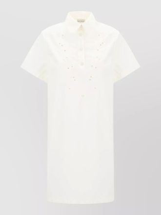 Moncler cotton blend dress button detailing collar
