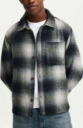 Cotton On Mens Boxy Overshirt in Black Shadow Check at Nordstrom, Size Xx-Large